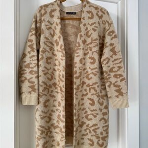 Black Tape Leopard Print Long Cardigan